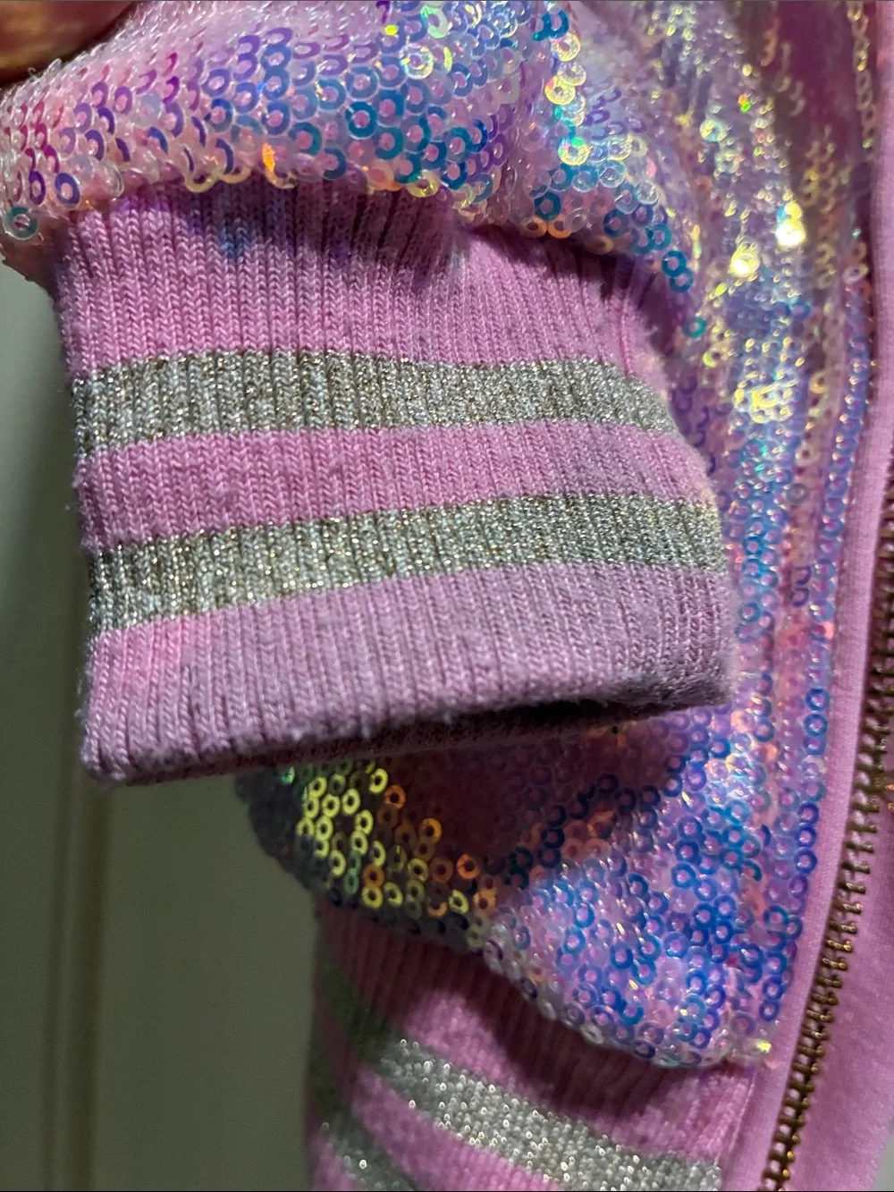 Disney Pink and Lavender Iridescent Sequin Bomber Jacket